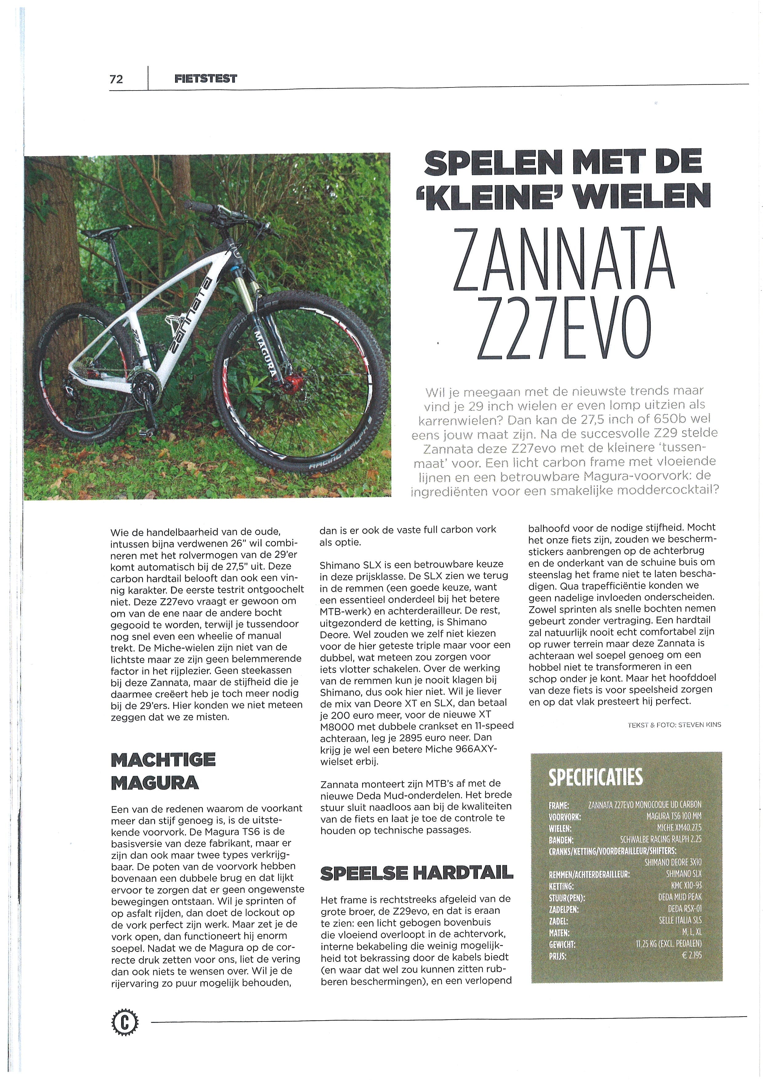 Spelen met ‘kleine’ wielen – test Zannata Z27evo in Cycling.be